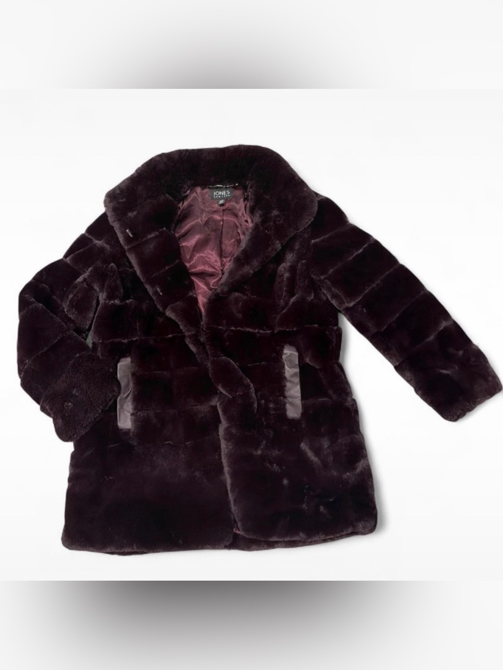 Jones New York Girls' Faux Fur Peacoat - Plum
